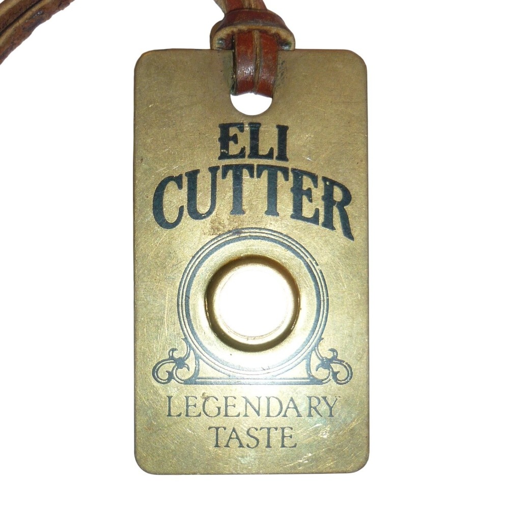 Vintage Eli Cutter "Legendary Taste" Brass Magnifier Tag Tobacco Advertising Fob